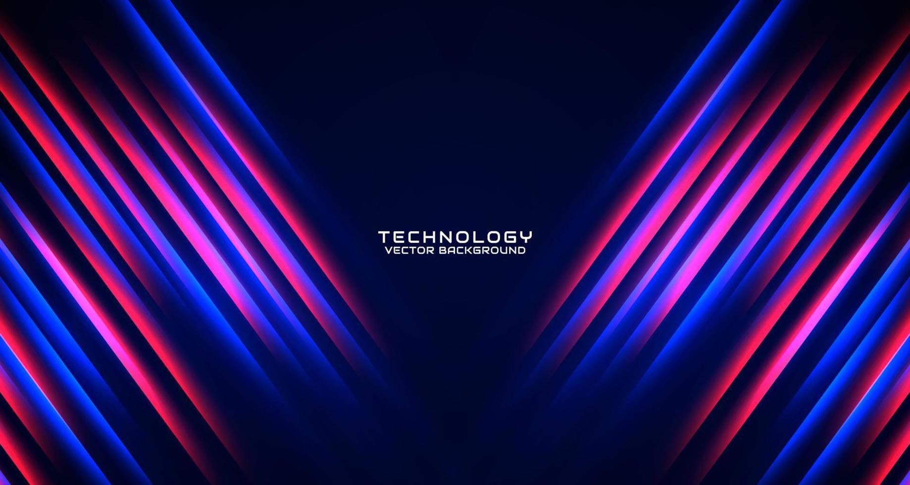 Capa de superposición de fondo abstracto tecno azul rojo 3d en el espacio oscuro con decoración de efecto brillante. concepto de estilo cortado. elemento de diseño gráfico para volante de banner, tarjeta, portada de folleto o página de destino vector