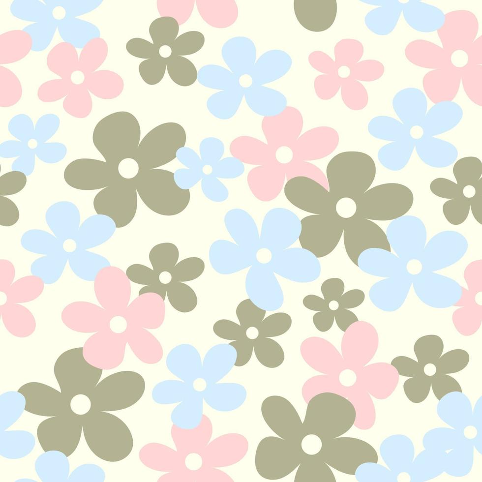 Seamless spring pattern of flowers in pastel colors vector