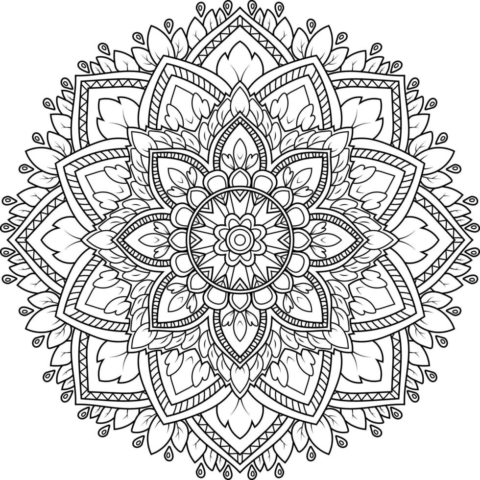 Black and white Mandala Vector illustration, coloring page book