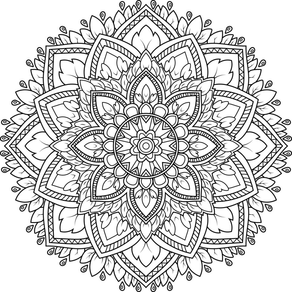 ilustración de vector de mandala en blanco y negro, libro de páginas para colorear