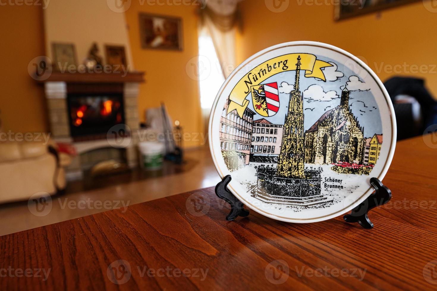 Nuremberg, Germany souvenir plate on a stand at home. photo