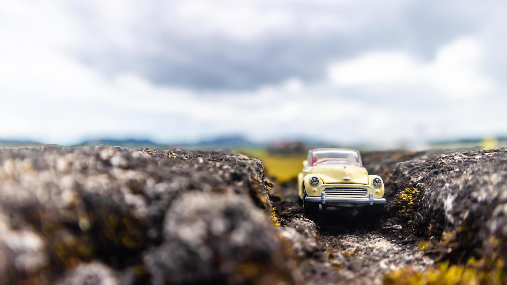 minahasa, Indonesia  January 2023, toy car in the rice field photo