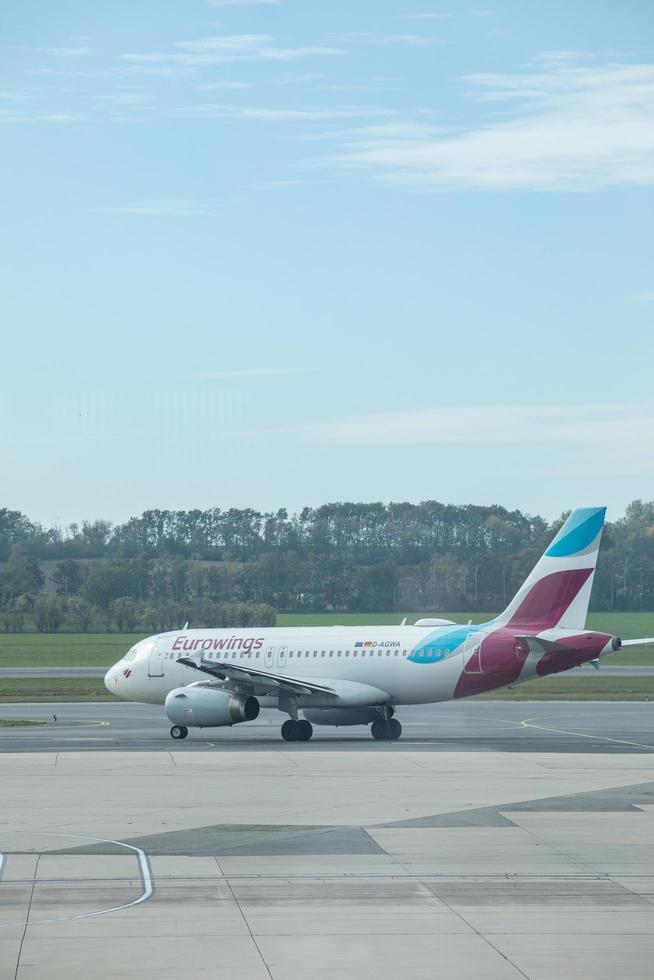 Vienna, Austria, 04.10.19 - Eurowings Airbus A319-132 taxi in runway. European airline, commercial travel photo