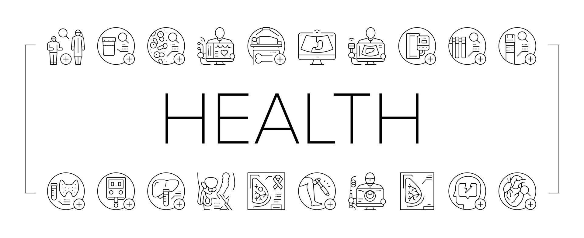 health check medical doctor icons set vector