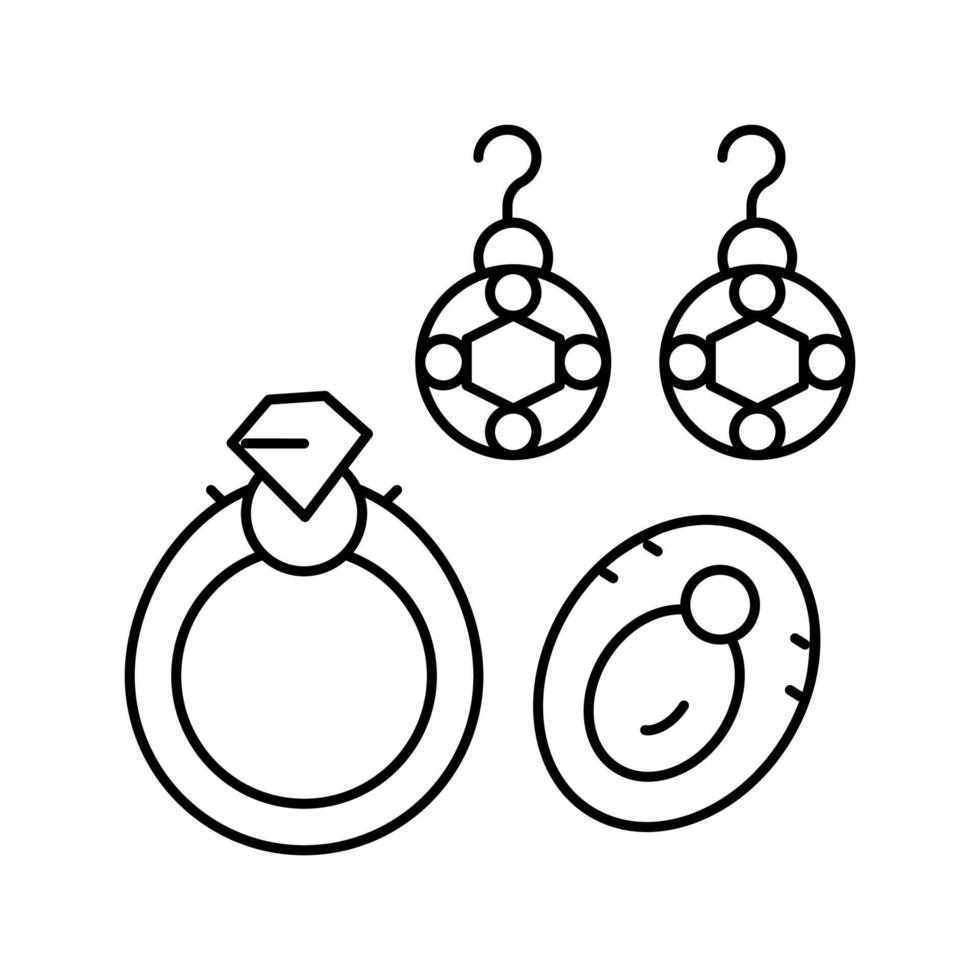 ilustración de vector de icono de línea de accesorios de joyería