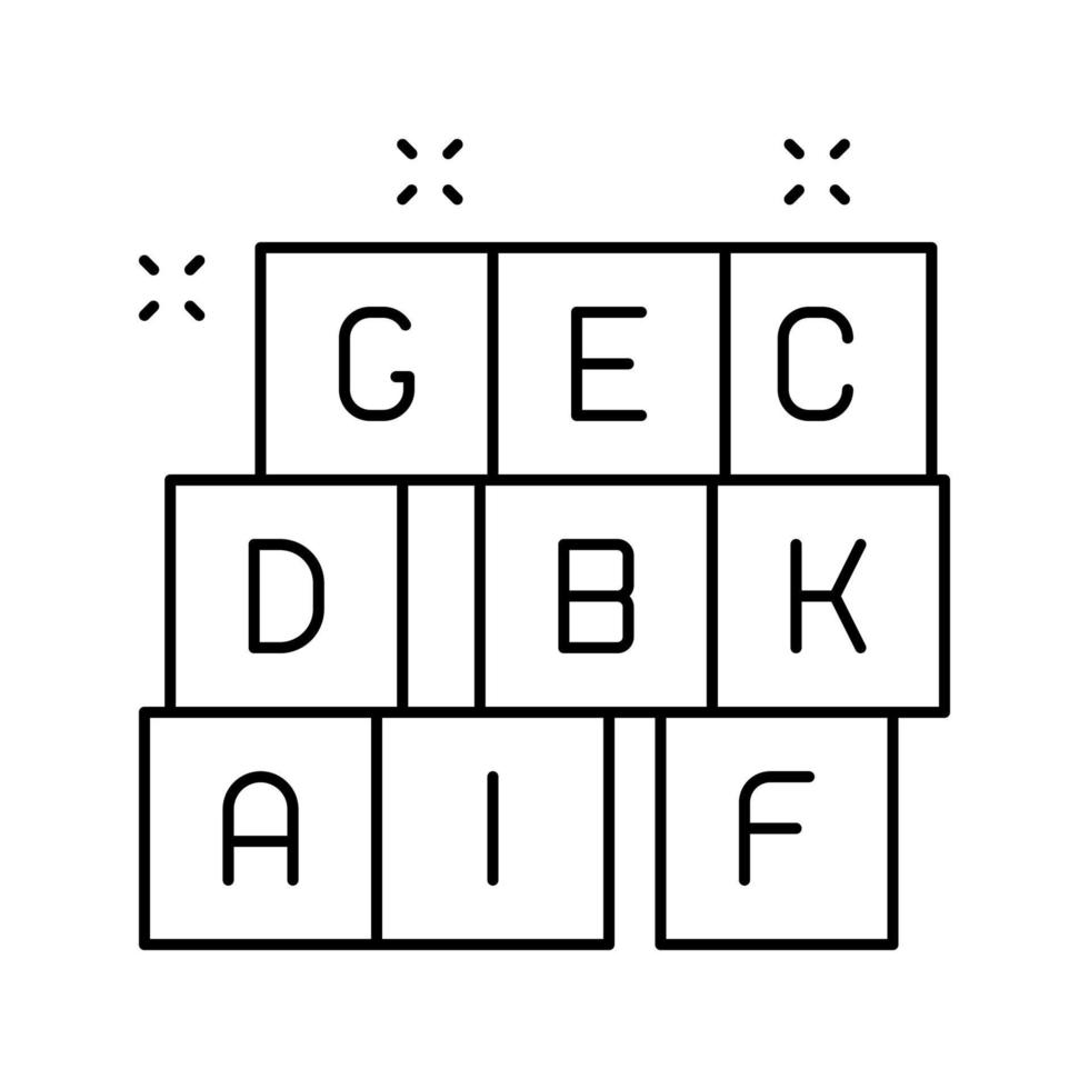 alfabeto cubos kindergarten línea icono vector ilustración