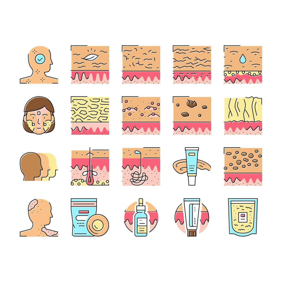 Skin Care Cosmetology And Treat Icons Set Vector