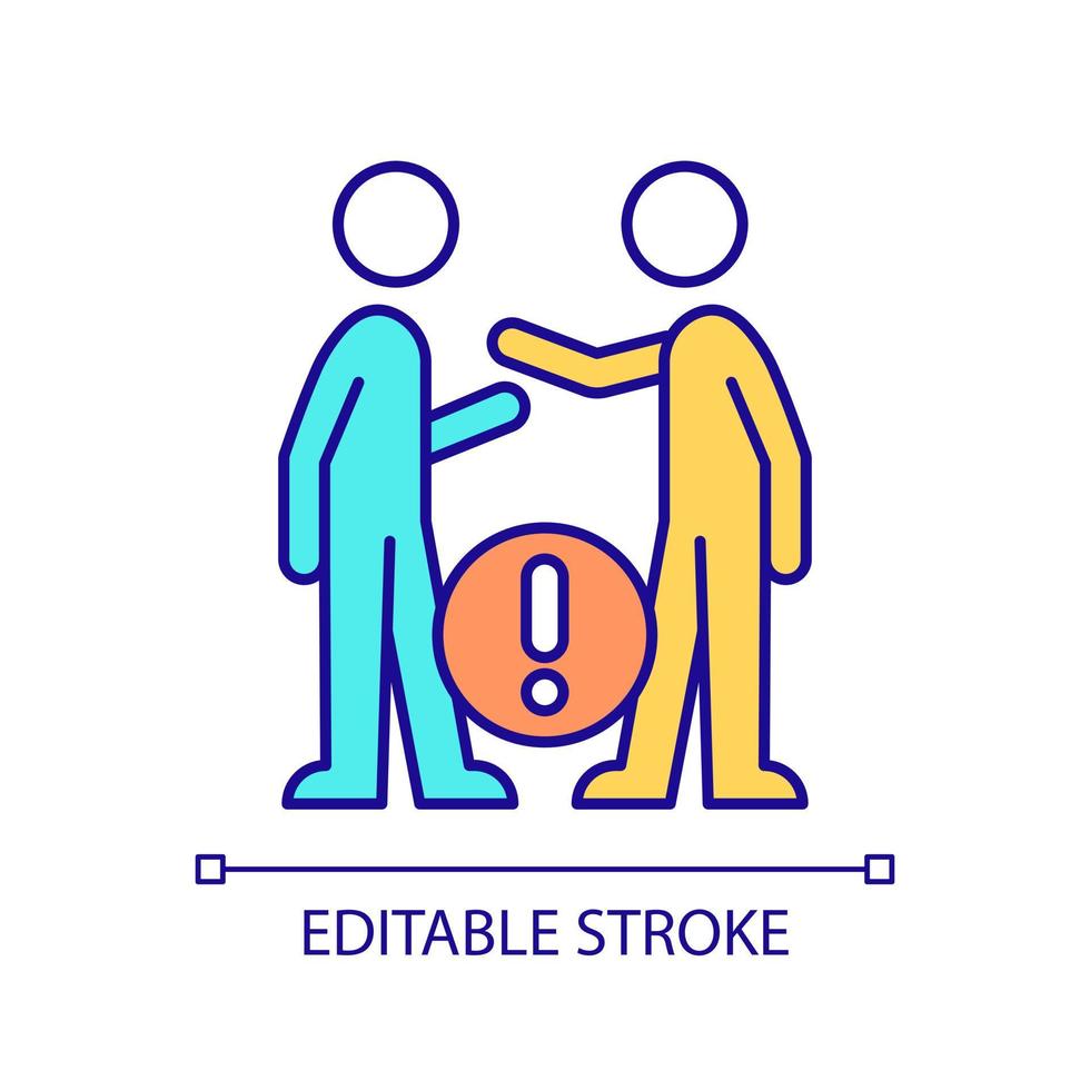 Notice problems in communication RGB color icon. Tense dialogue between people. Potential conflict prevention. Isolated vector illustration. Simple filled line drawing. Editable stroke