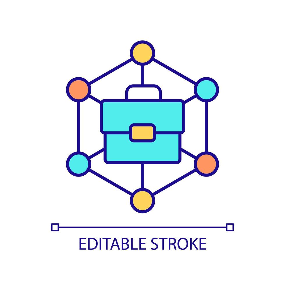 Business digitization technology RGB color icon. Build corporate network. Information and communication in commerce. Isolated vector illustration. Simple filled line drawing. Editable stroke