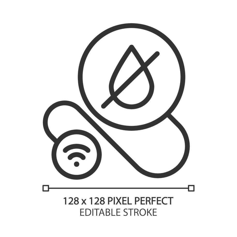 Smart leak detector pixel perfect linear icon. Prevent water leakage at home. Internet of things. Innovative technology. Thin line illustration. Contour symbol. Vector outline drawing. Editable stroke