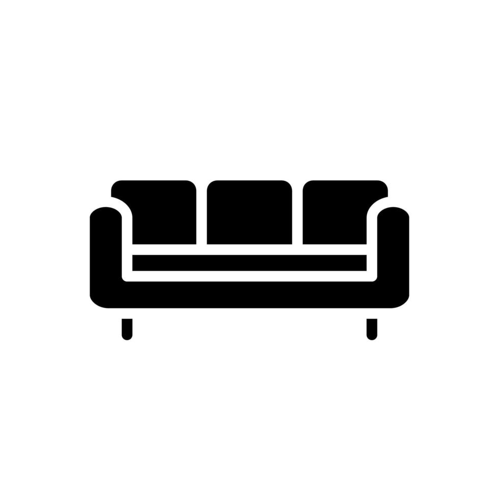 icono de glifo negro de sofá. sofá seccional de cuero. amoblamiento para sala de estar. Tienda de muebles para el hogar contemporáneo moderno. símbolo de silueta en el espacio en blanco. pictograma sólido. ilustración vectorial aislada vector