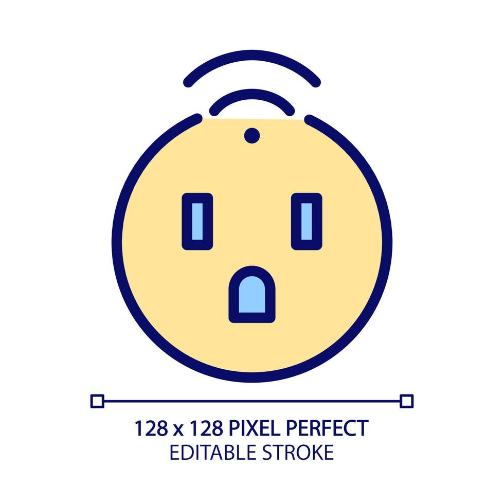 Smart socket pixel perfect RGB color icon. Home appliance. Automated plug. Internet of things. Remote control with smartphone. Isolated vector illustration. Simple filled line drawing. Editable stroke