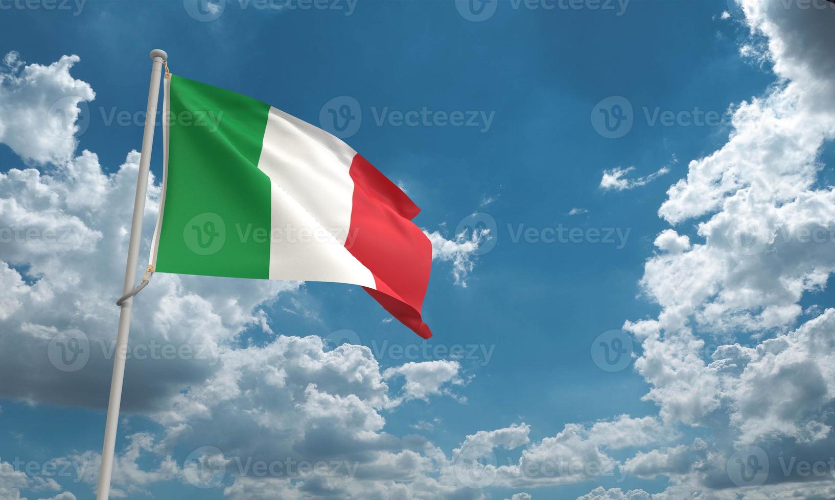 Italy flag waving country national blue sky background wallpaper copy space international politic government business investment financial wealth money rich crisis europe independence travel.3d render photo