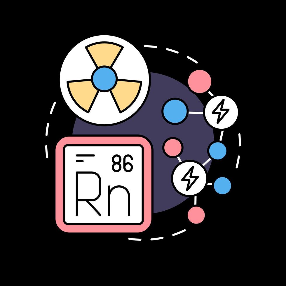 Nuclear energy producing concept icon for dark theme. Power of radioactive elements. Dangerous technology abstract idea thin line illustration. Isolated outline drawing. Editable stroke vector