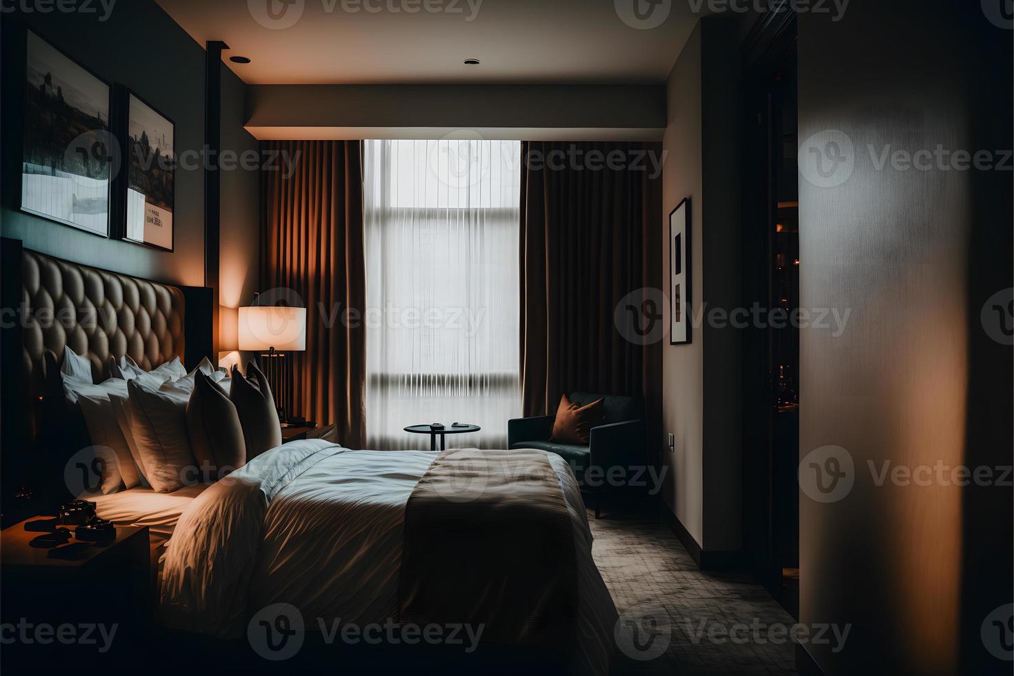Luxury bedroom in hotel photo