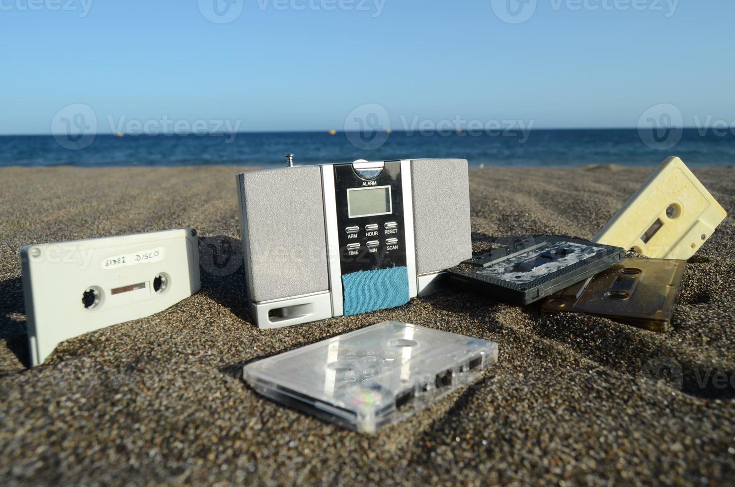 Cassette tapes at the beach photo