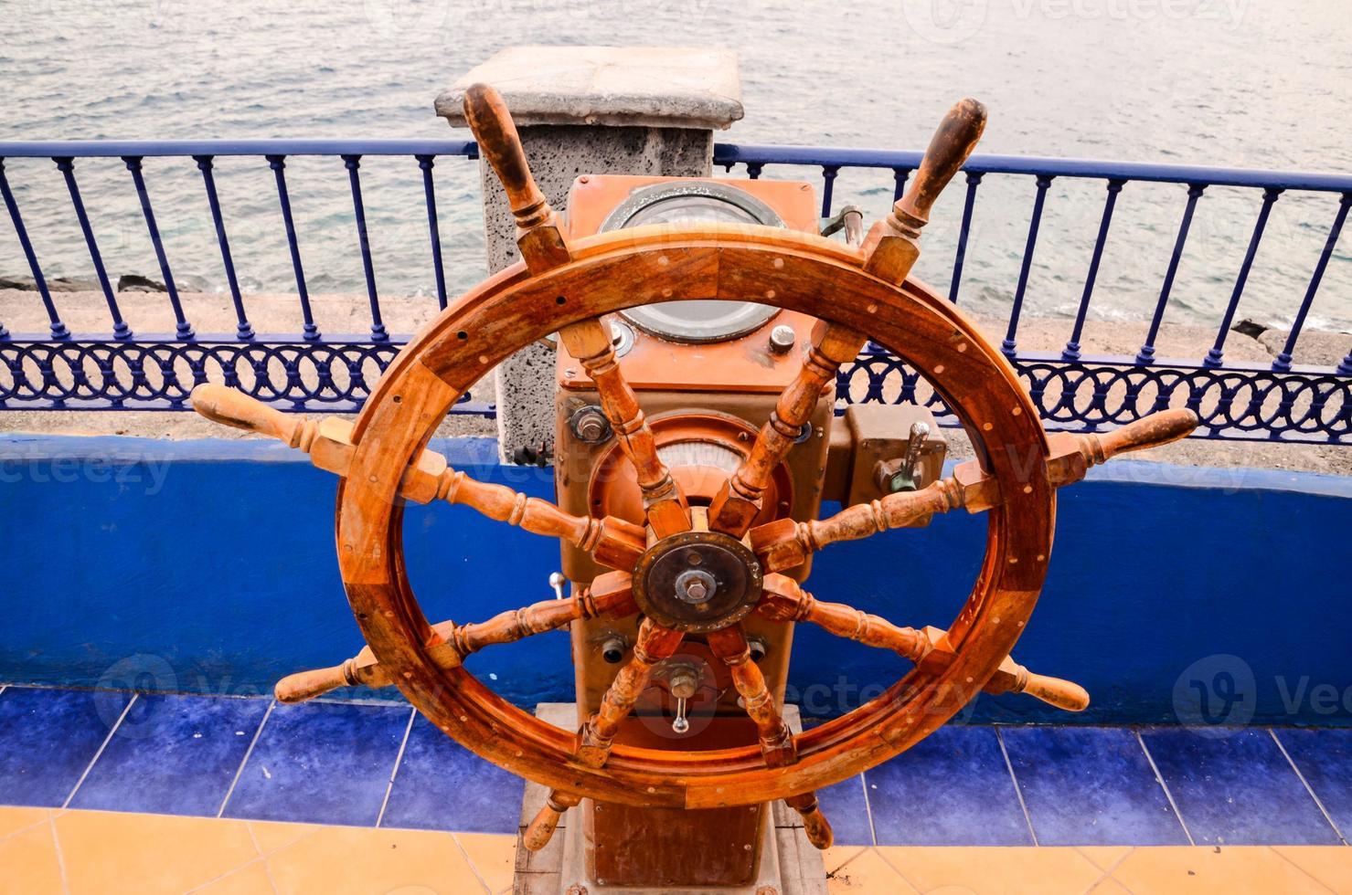 Steering wheel at the coast photo