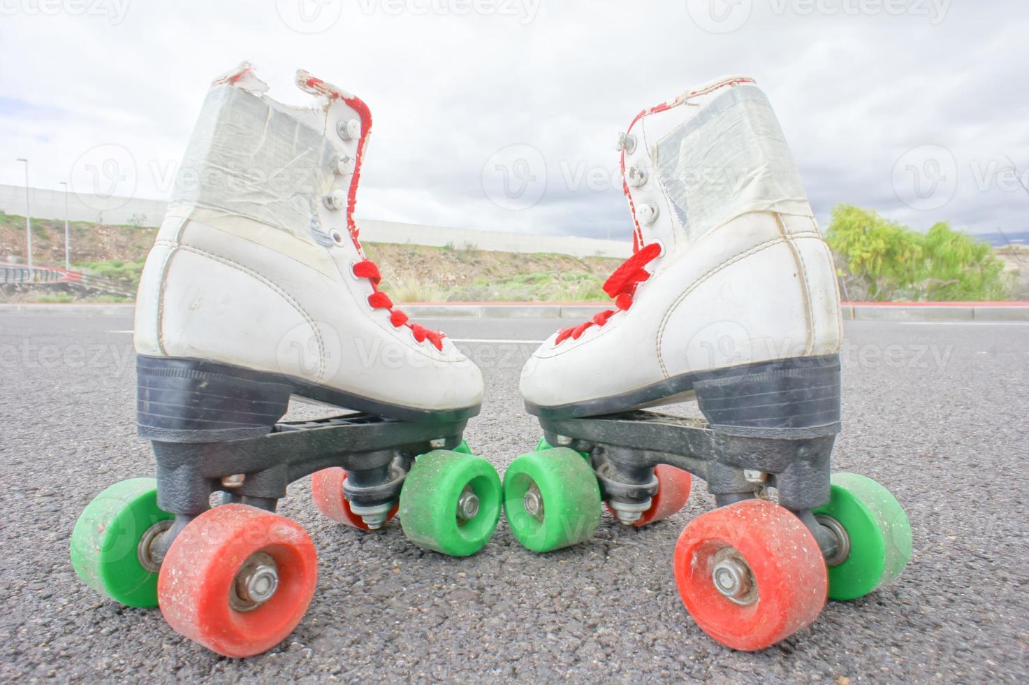 Roller skates on the road photo