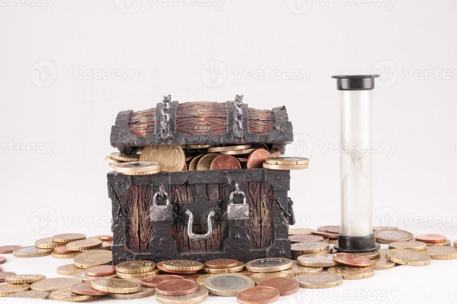 Treasure box with coins photo