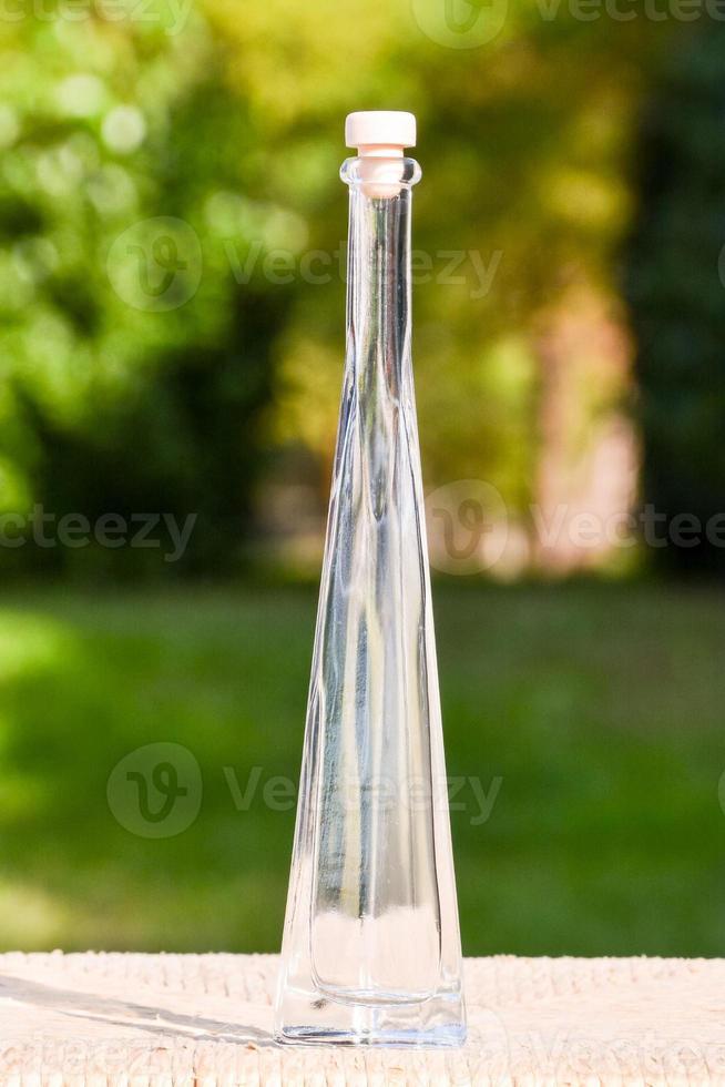 Empty bottle in the garden photo