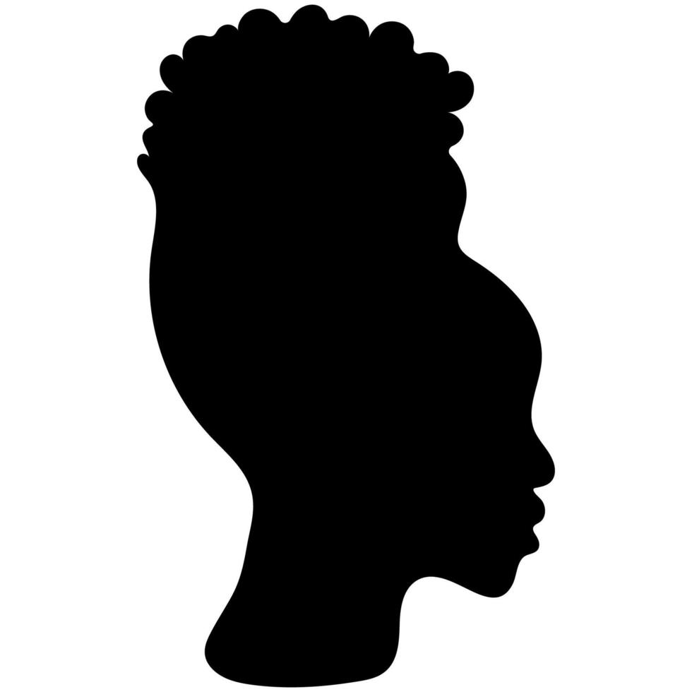 vector africano, mujer americana con pelo rizado. Dibujar a mano afro peinado femenino silueta