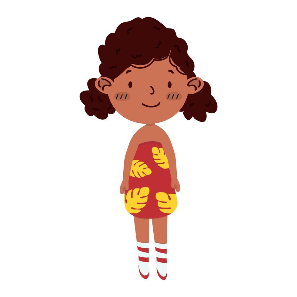 Cute Cartoon african american girl vector