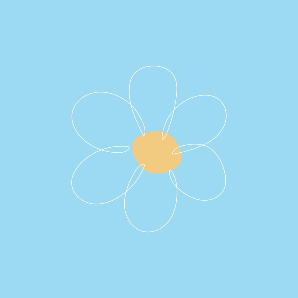 Cute flower one line drawing style vector