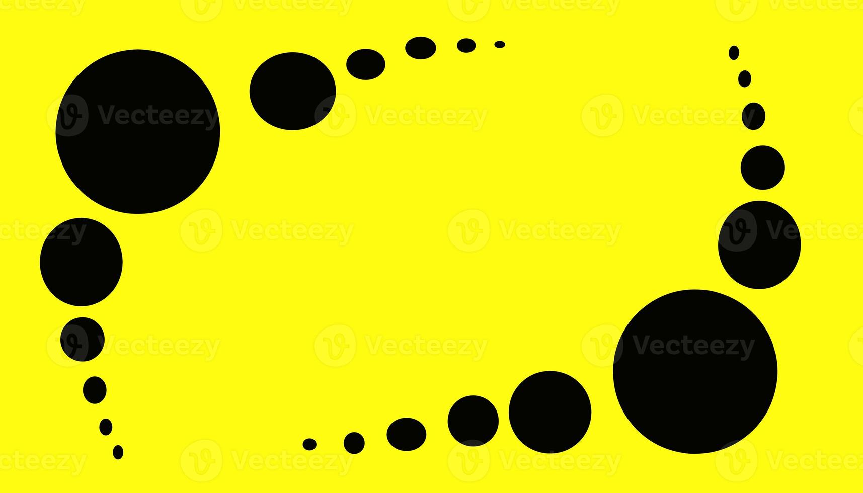 Yellow illustration background with big and small black balls pattern photo