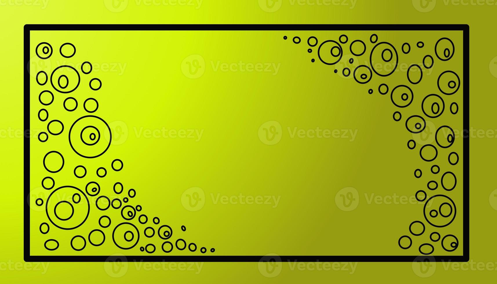 Yellow illustration background with black outline frame and black balls around the edges photo