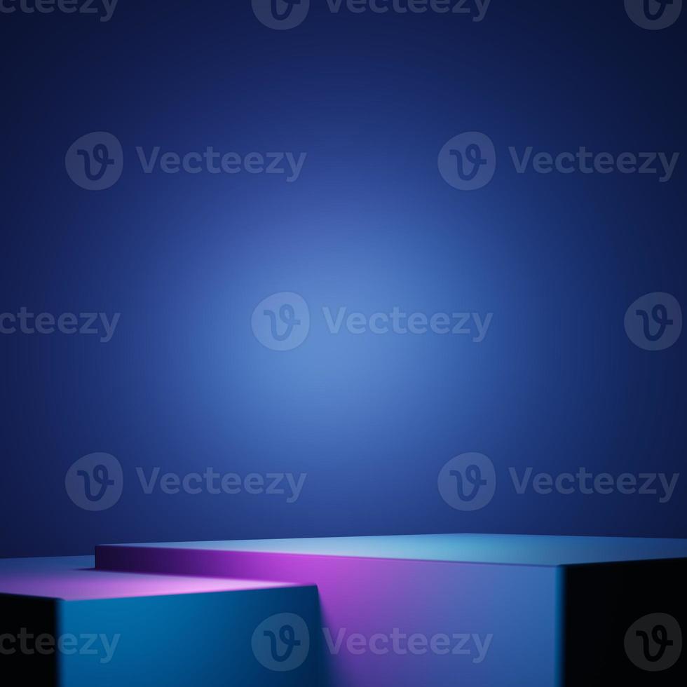 3d rendering of purple and blue abstract geometric background. Scene for advertising, technology, showcase, banner, game, sport, cosmetic, business, metaverse. Sci-Fi Illustration. Product display photo
