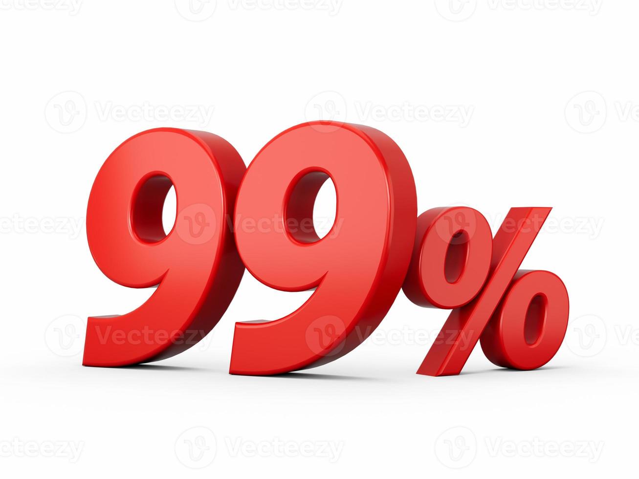 3d Red 99 Ninety nine Percent Sign on White Background 3d illustration photo