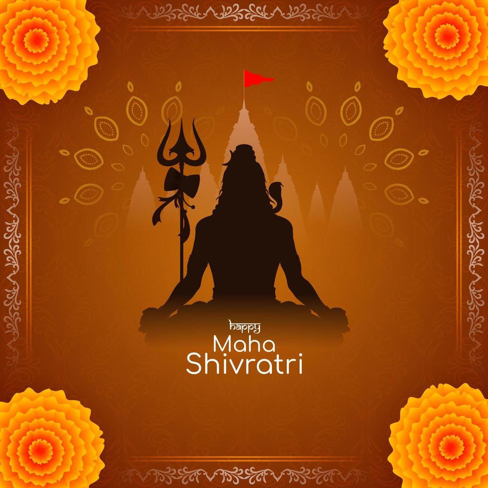 feliz maha shivratri señor shiva adoración tarjeta del festival religioso vector