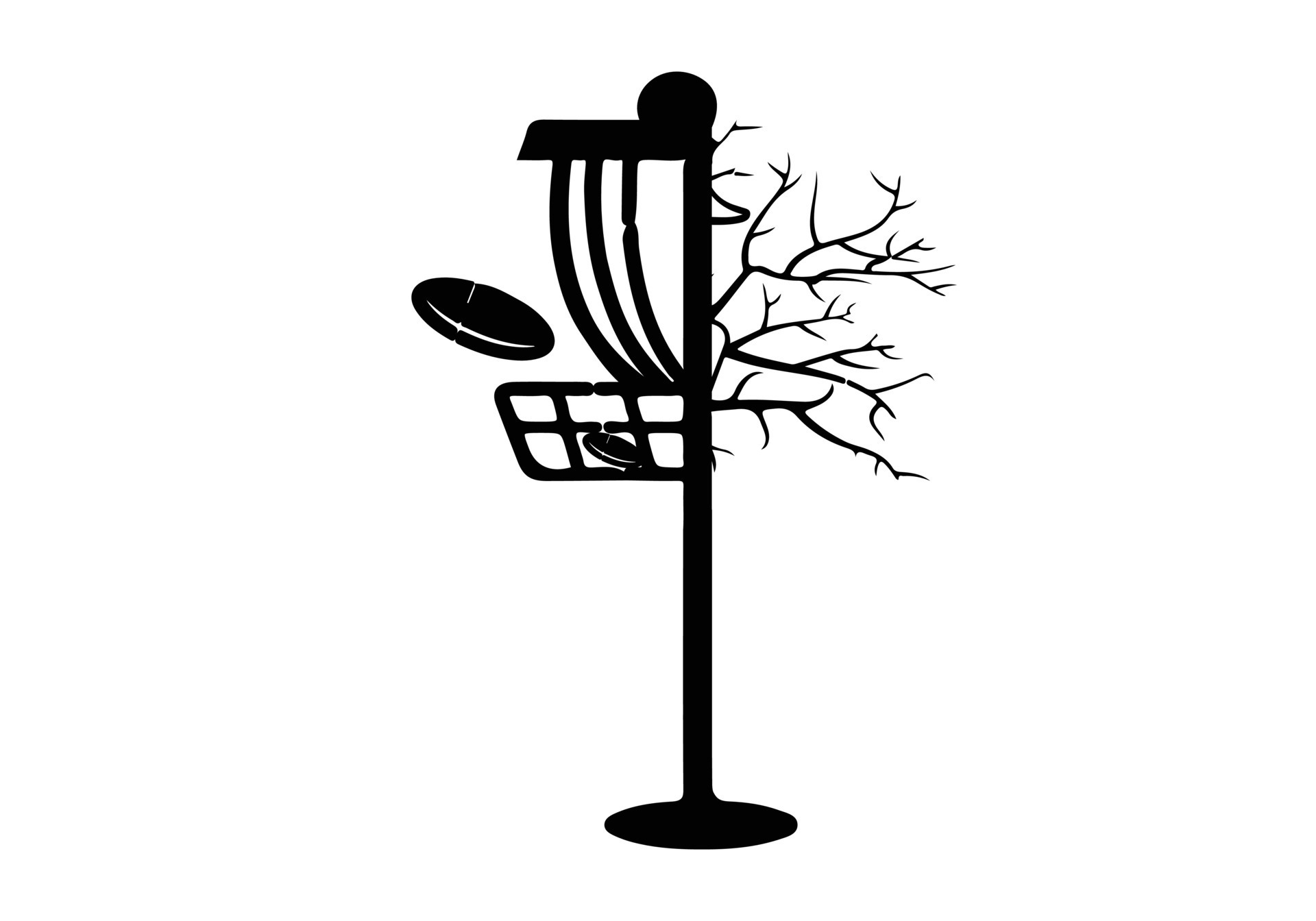 Vector disc golf silhouette disc golf club and icons vector