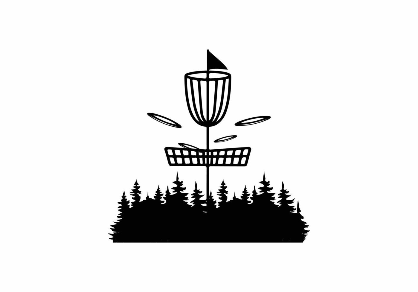 Vector disc golf silhouette disc golf club and icons vector illustration