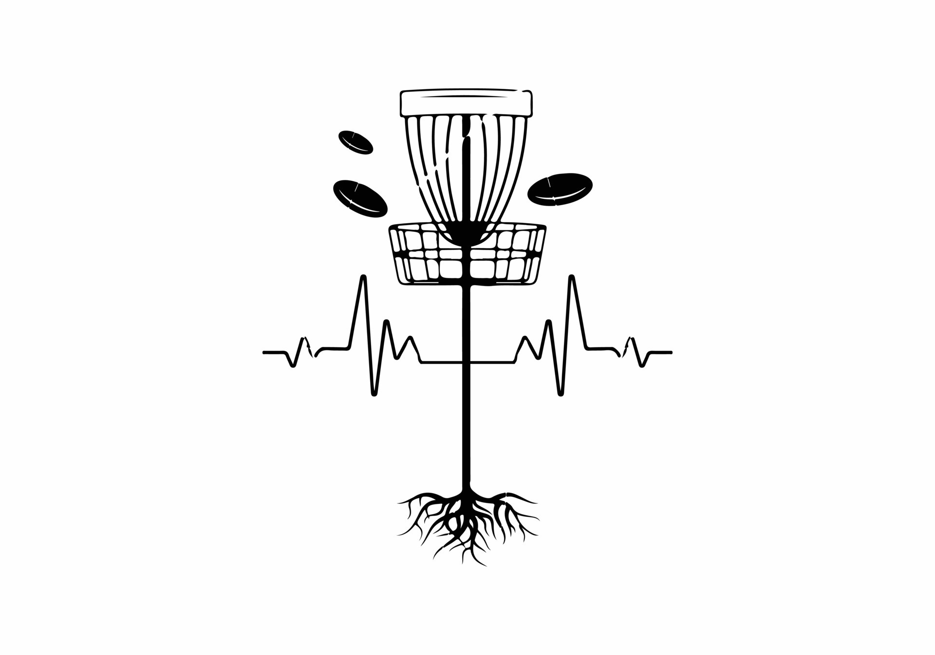 Vector disc golf silhouette disc golf club and icons vector