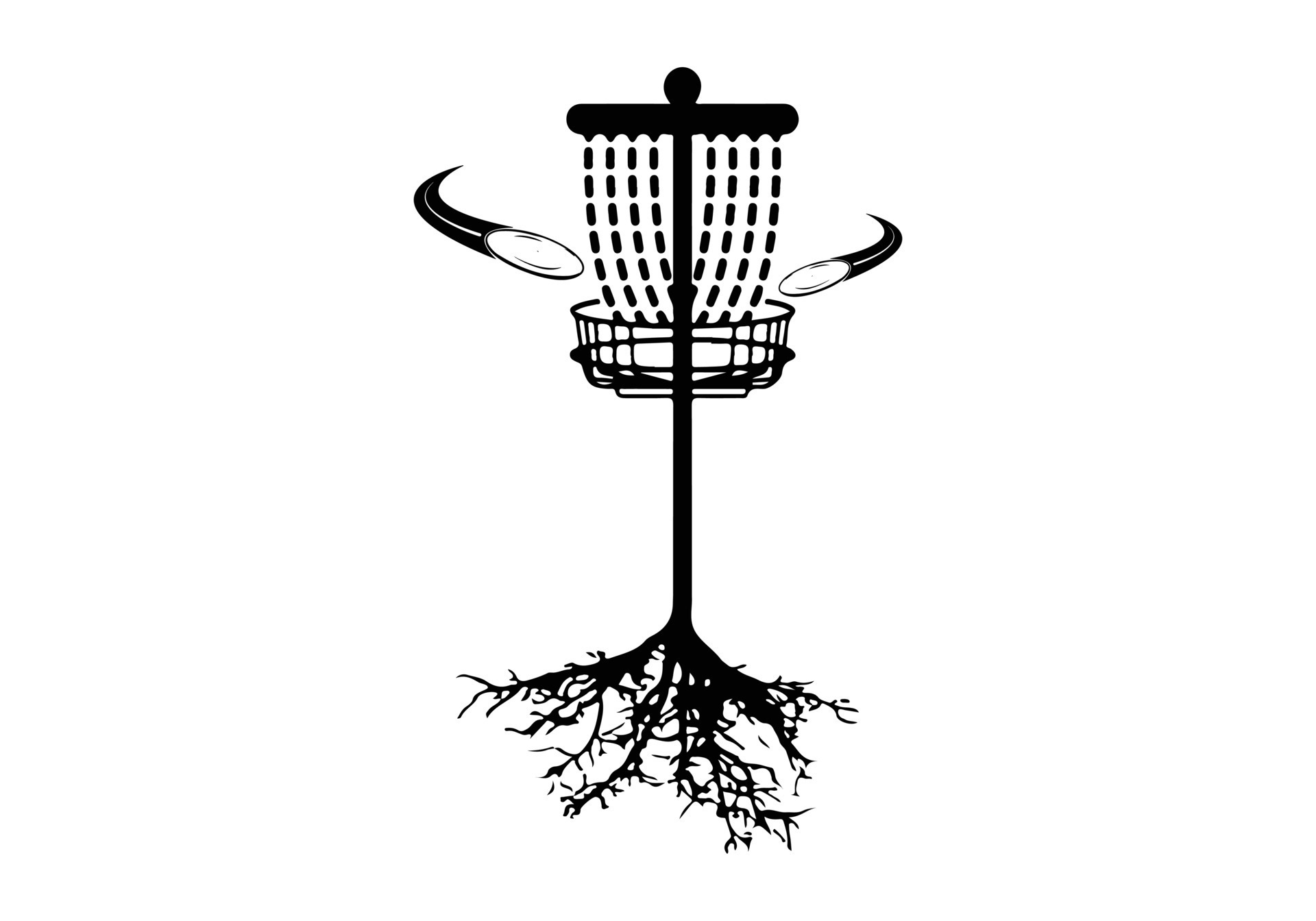 Vector disc golf silhouette disc golf club and icons vector