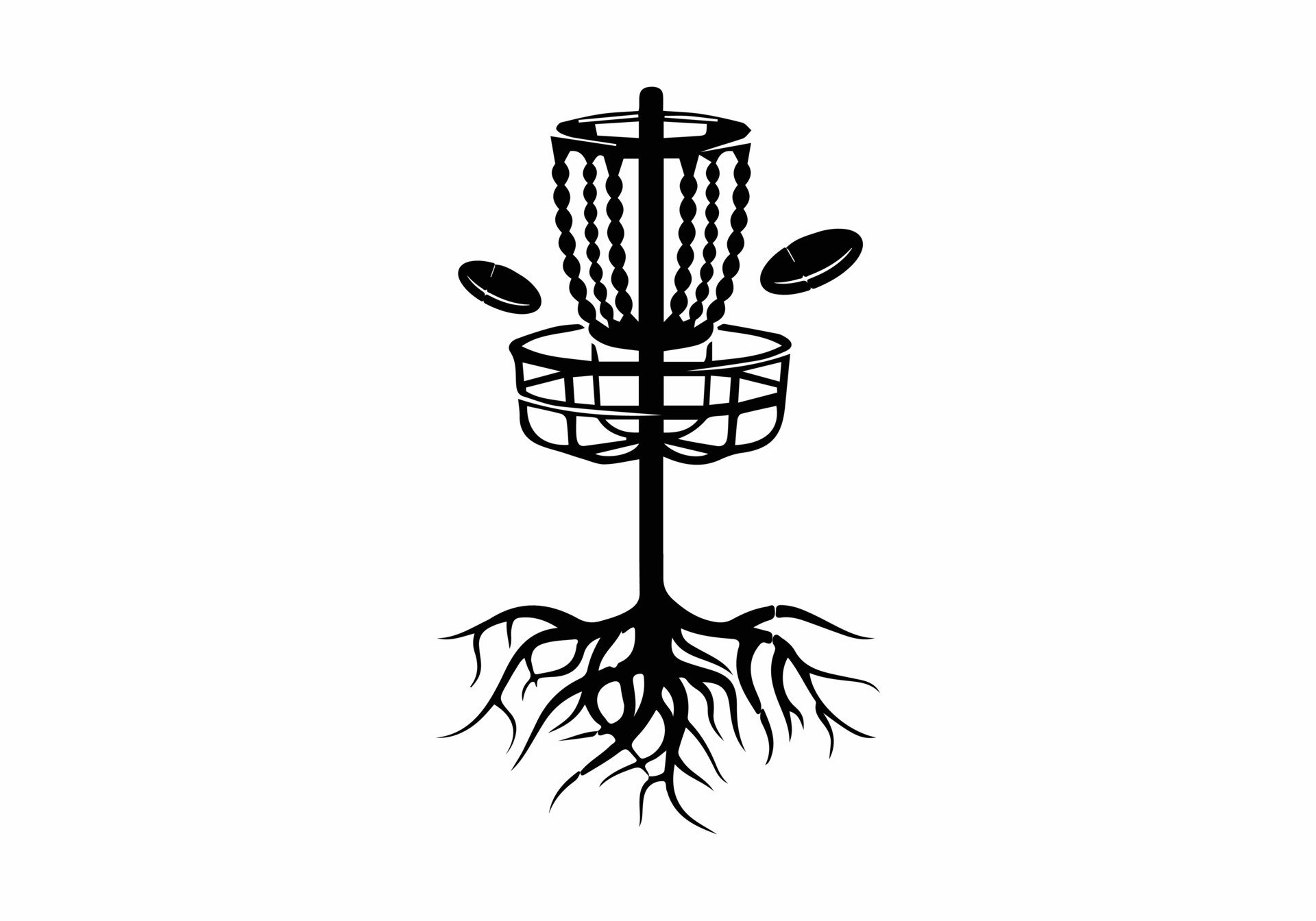 Vector disc golf silhouette disc golf club and icons vector