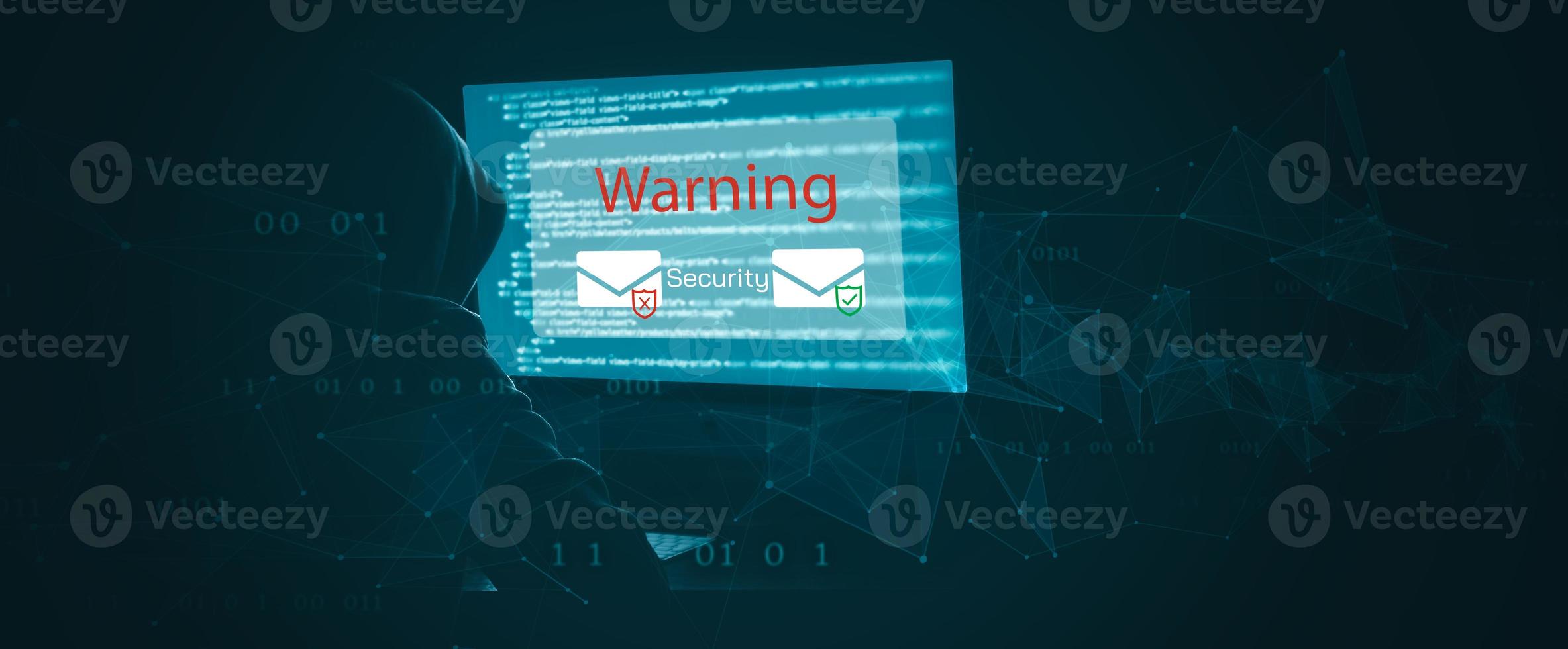 Hacker Man hand using a hand typing keyboard and Screen code of a media,Technology Process System Business and hacks online,Spam, junk and e-marketing, Spam Email Pop-up Warning,cyber security, login, photo