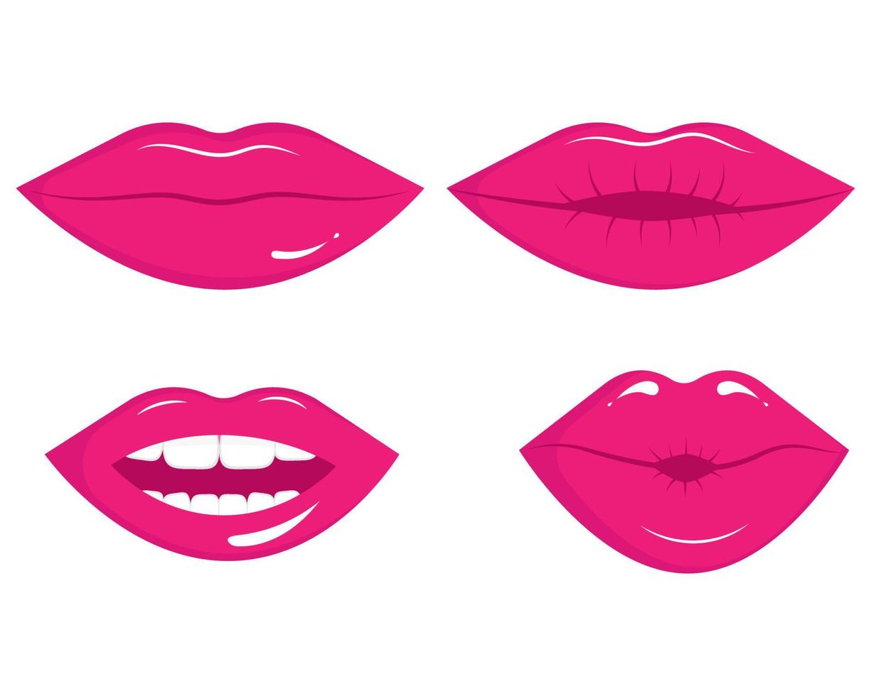 Retro style women lips set vector