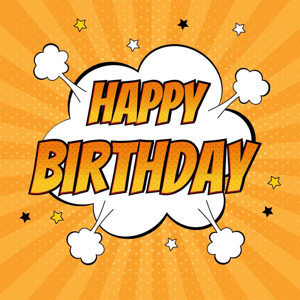 Birthday greeting card in pop art comic style. vector