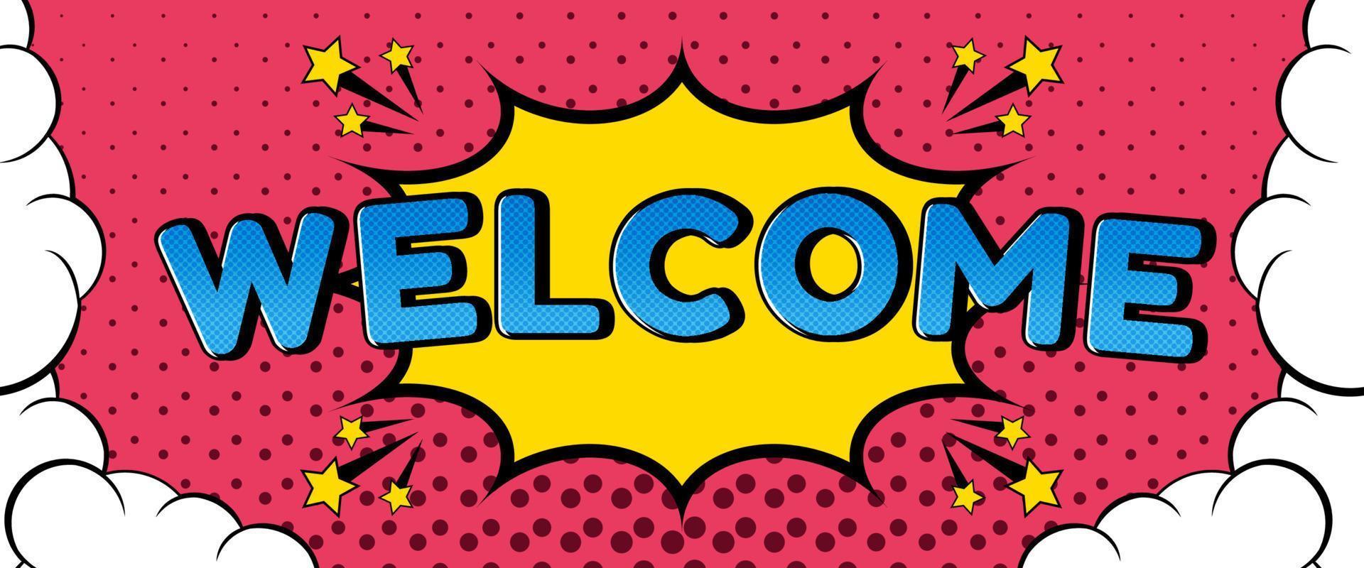 banner de bienvenida en estilo cómico retro.banner de bienvenida en estilo cómico retro. vector