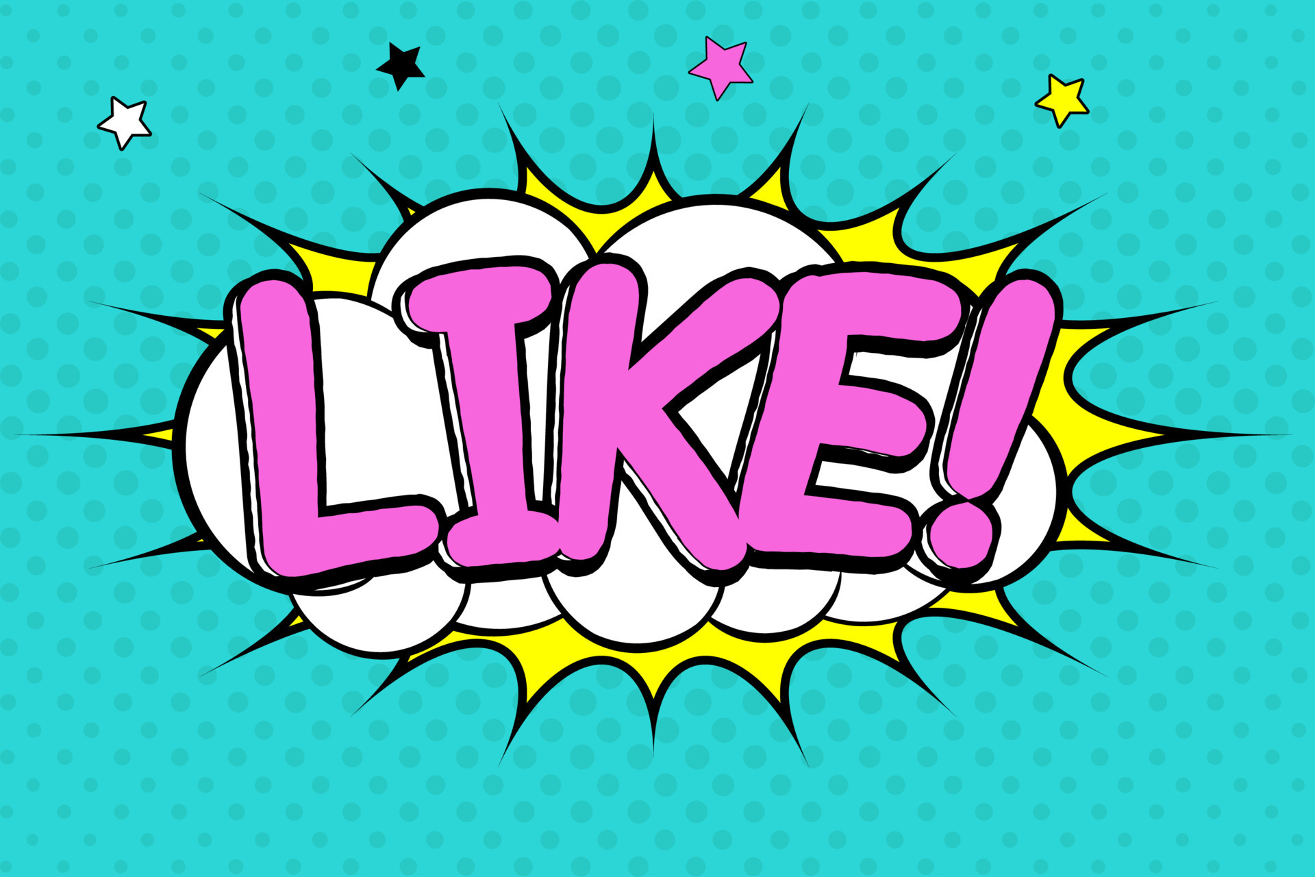 Like poster in pop art comic style with speech bubble. 19565139 Vector