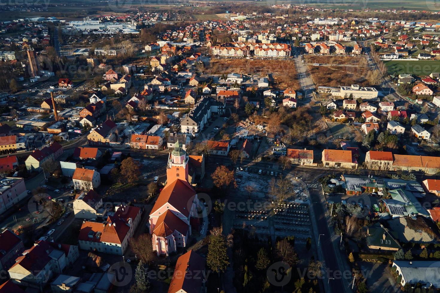 Cityscape of small european town, aerial view photo