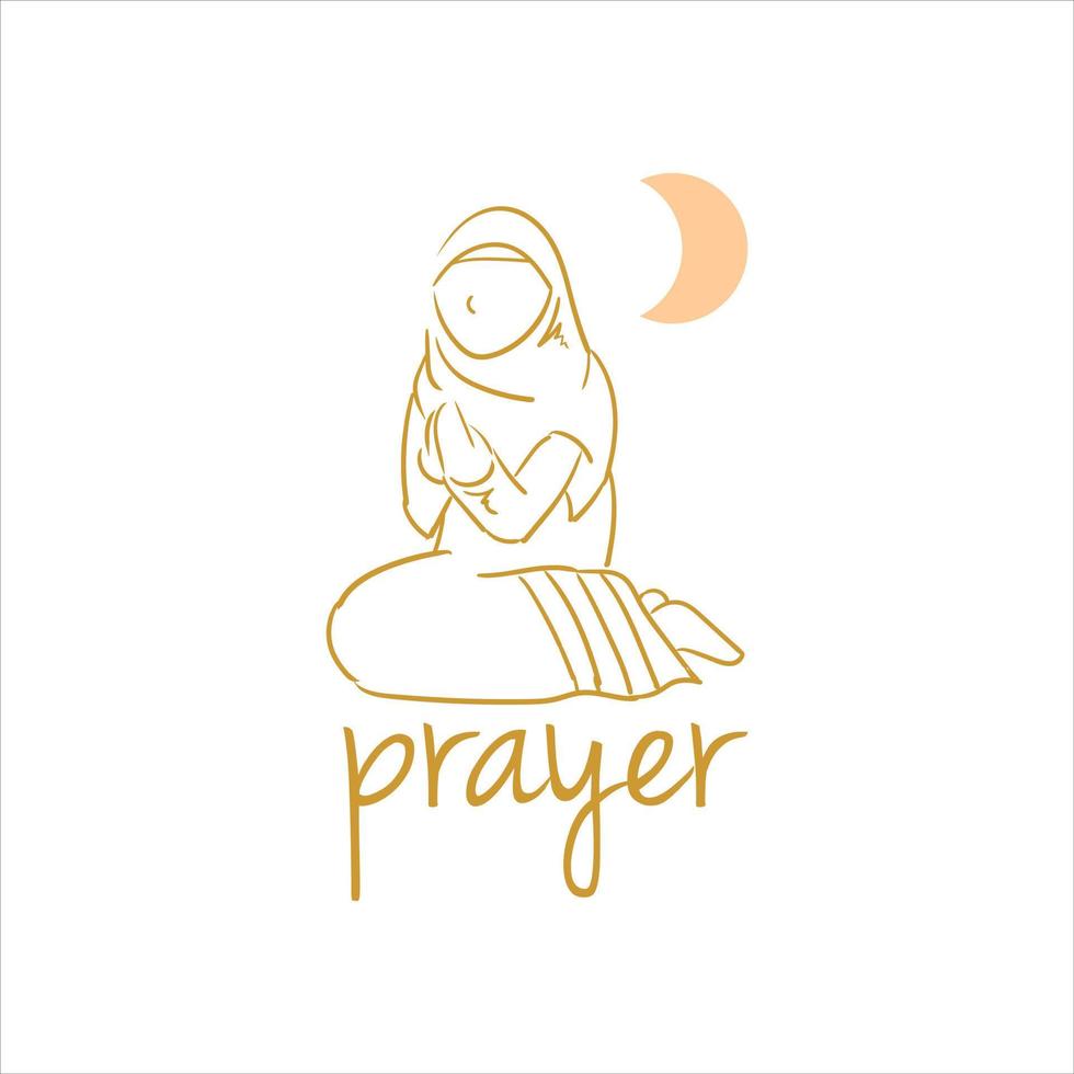 Moslem Woman Pray in the Night Illustration vector