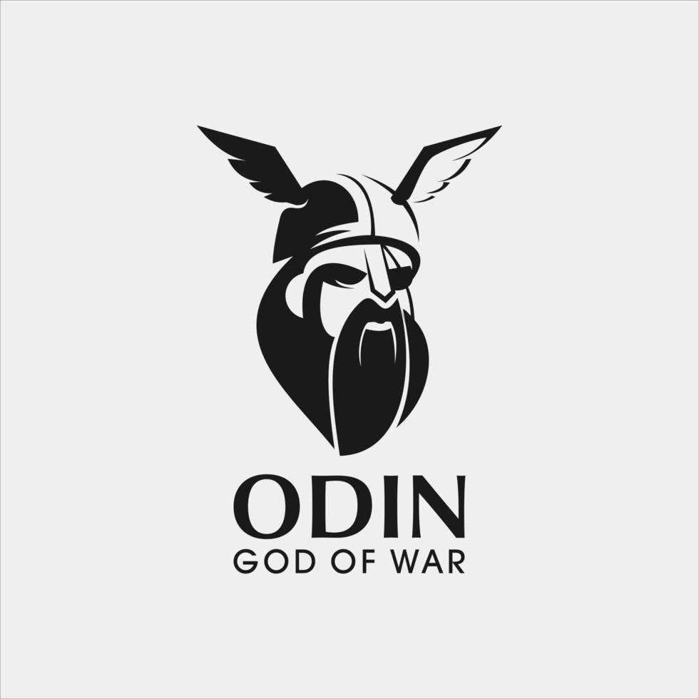 plantilla de mascota de diseño de logotipo de cara de odín de dios de la guerra vector