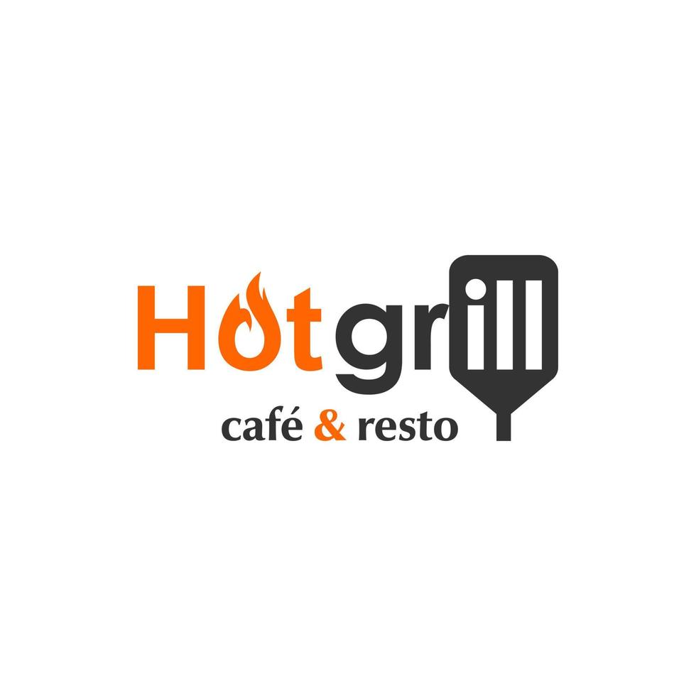 diseño de logotipo de barbacoa café de parrilla caliente y texto de resto vector