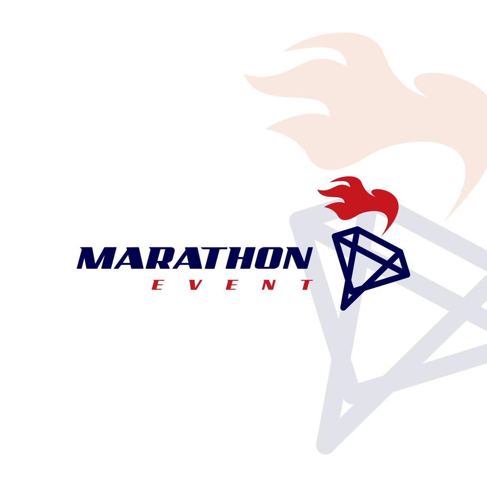 Modern Marathon Logo Design with Torch Line Art Template vector