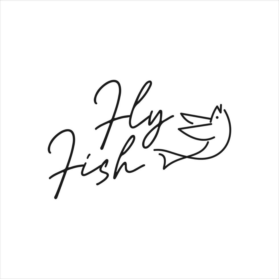 idea de diseño de logotipo de pez mosca de tipografía femenina vector