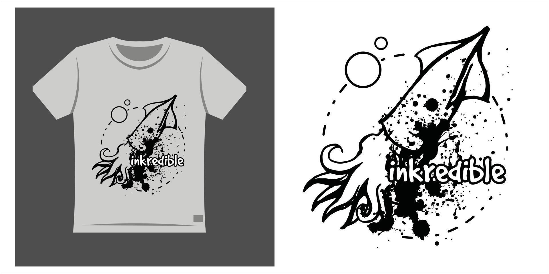 calamares rústicos dibujados a mano para camisetas impresas, estilo de diseño gráfico vectorial o ilustrativo vector