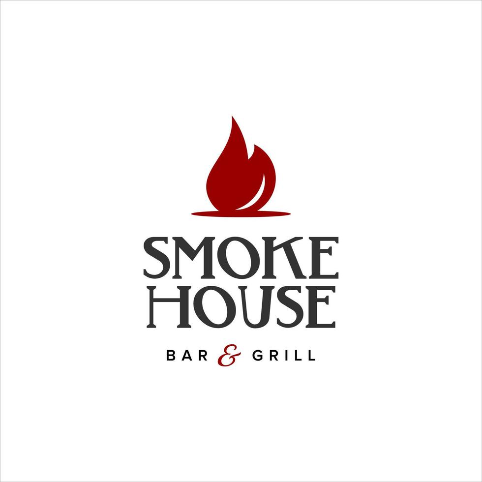 Smoke House Logo Design for Meat Restaurant Tasty Food and Meal Graphic Template vector